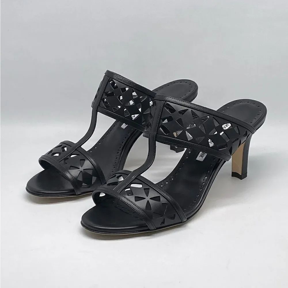 Manolo Blahnik Sophocles Perforated Mules size 37